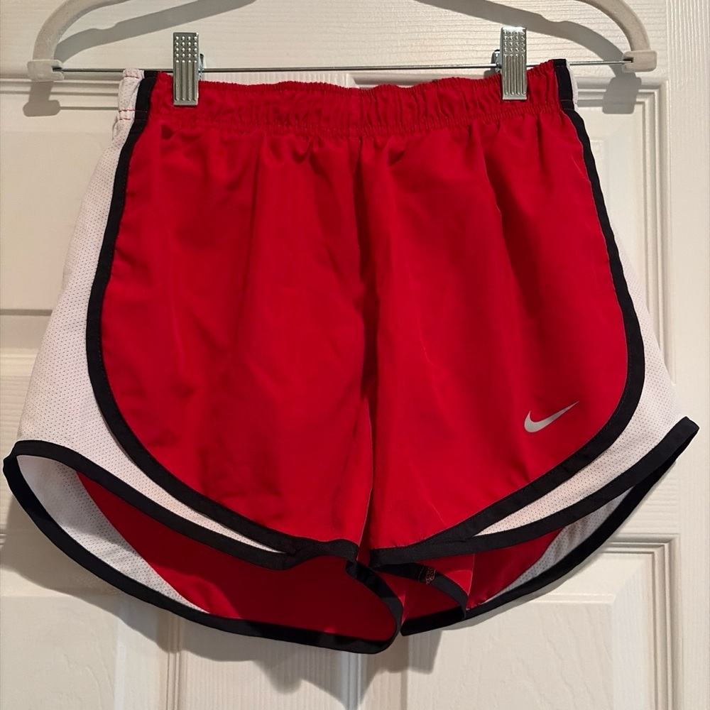 Nike Bright Red Dri-FIT Athletic Shorts with Black Logo